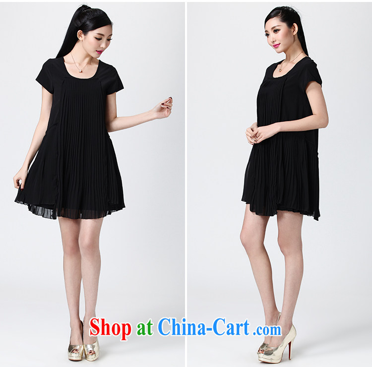 Water with summer larger dresses OL style wrinkled design long black dress S XY 14 1953 black L pictures, price, brand platters! Elections are good character, the national distribution, so why buy now enjoy more preferential! Health