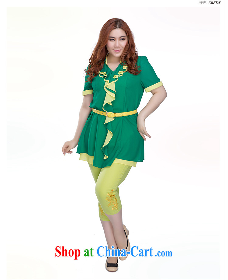 Slim Li-su summer 2014 new larger female V neckline-collision color flouncing character, the forklift truck stitching snow woven dresses Q 3762 green XL pictures, price, brand platters! Elections are good character, the national distribution, so why buy now enjoy more preferential! Health