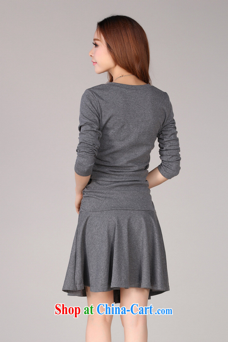 Constitution, and, indeed, women's clothing 2015 spring new elegant and thin waist V collar knitting OL the obesity sister long-sleeved solid dresses gray recommended that you take a small code with pictures, price, brand platters! Elections are good character, the national distribution, so why buy now enjoy more preferential! Health