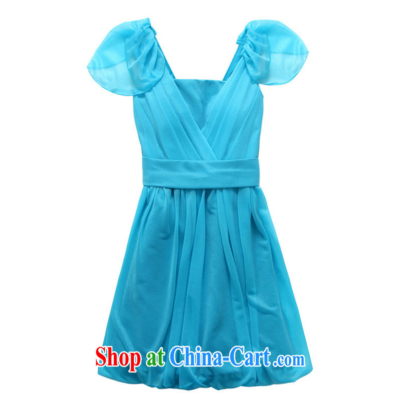Constitution and clothing increased, female fat sister 2015 summer aura sister skirt V receipts back light shoulder bridesmaid dress lanterns with small dress ladies dress sky blue large XL 3 160 - 180 jack, constitution and clothing, and shopping on the Internet