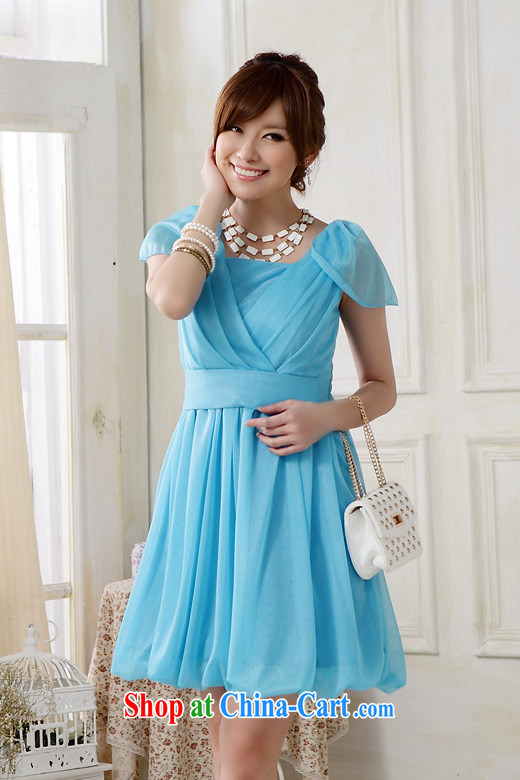 Constitution Yi XL women thick sister 2015 summer aura sister skirt V receipts back light shoulder bridesmaid dress lanterns with dress ladies dress sky blue large XL 3 160 - 180 Jack pictures, price, brand platters! Elections are good character, the national distribution, so why buy now enjoy more preferential! Health