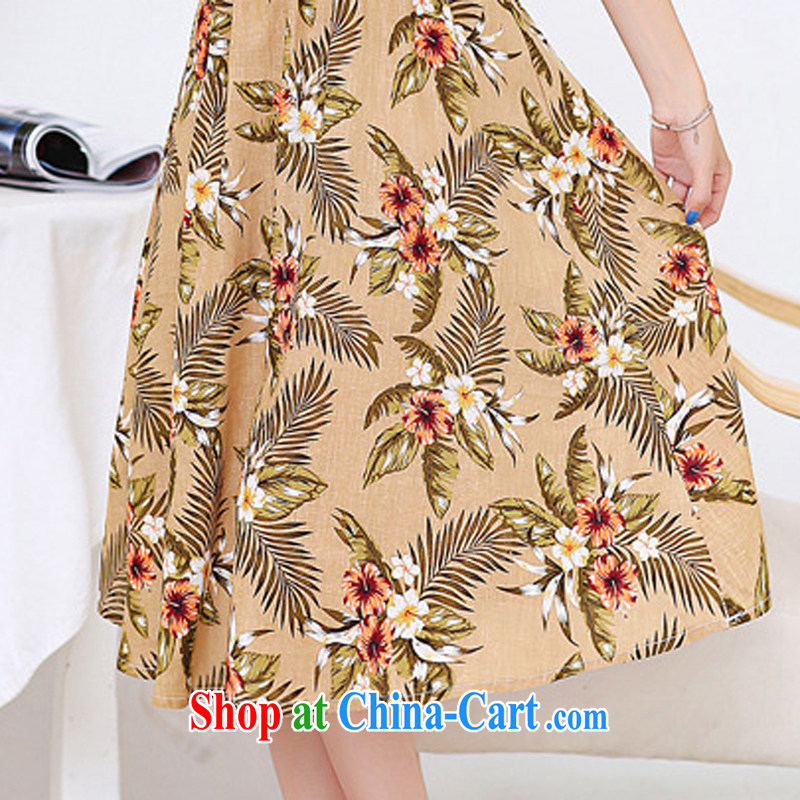 The Ju-Yee Nga thick sister larger female graphics thin beauty summer Korean version of the new, short-sleeved arts stamp duty cotton the dresses YJ 8189 orange XL, Ju-yee Nga, shopping on the Internet