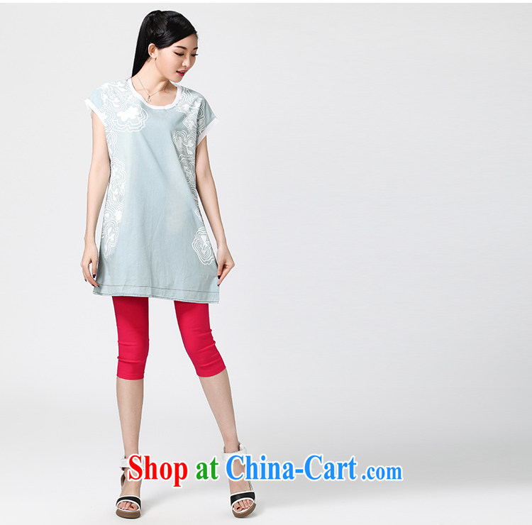 Water with the Code 2014 summer new thick sister Korean lax round-collar short-sleeve dresses S XY 14 3195 cowboy, XXL pictures, price, brand platters! Elections are good character, the national distribution, so why buy now enjoy more preferential! Health