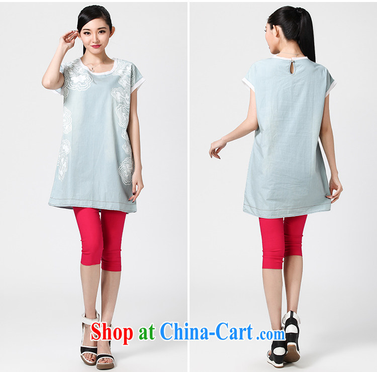 Water with the Code 2014 summer new thick sister Korean lax round-collar short-sleeve dresses S XY 14 3195 cowboy, XXL pictures, price, brand platters! Elections are good character, the national distribution, so why buy now enjoy more preferential! Health