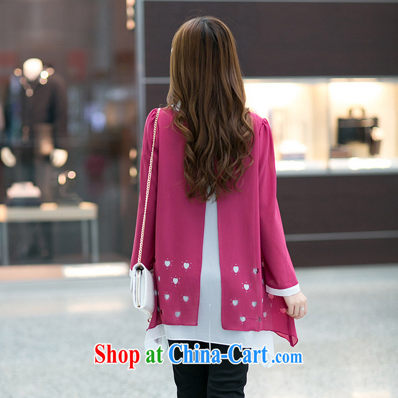 Mephidross economy honey, King, female fat sister autumn is new, Korean long-sleeved snow T woven shirts 3048 claret the code 4 XL Mephitic economy honey (MENTIMISI), and, on-line shopping