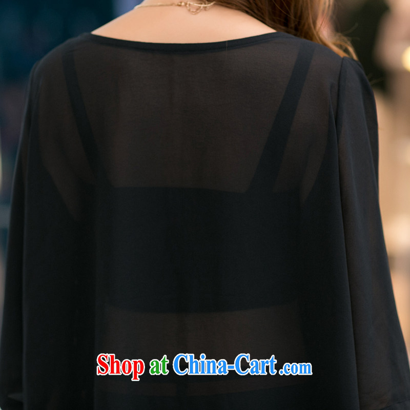 Mephidross economy honey, and indeed increase, female fat mm spring loaded new Korean version with snow T woven shirts 6041 black XXXL Mephitic economy Honey (MENTIMISI), online shopping