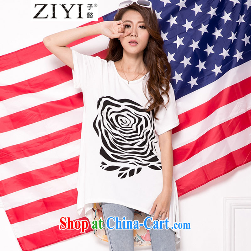 At the summer 2015 new roses pattern snow woven spell pure cotton short-sleeved loose the code female T 10,102 white XL