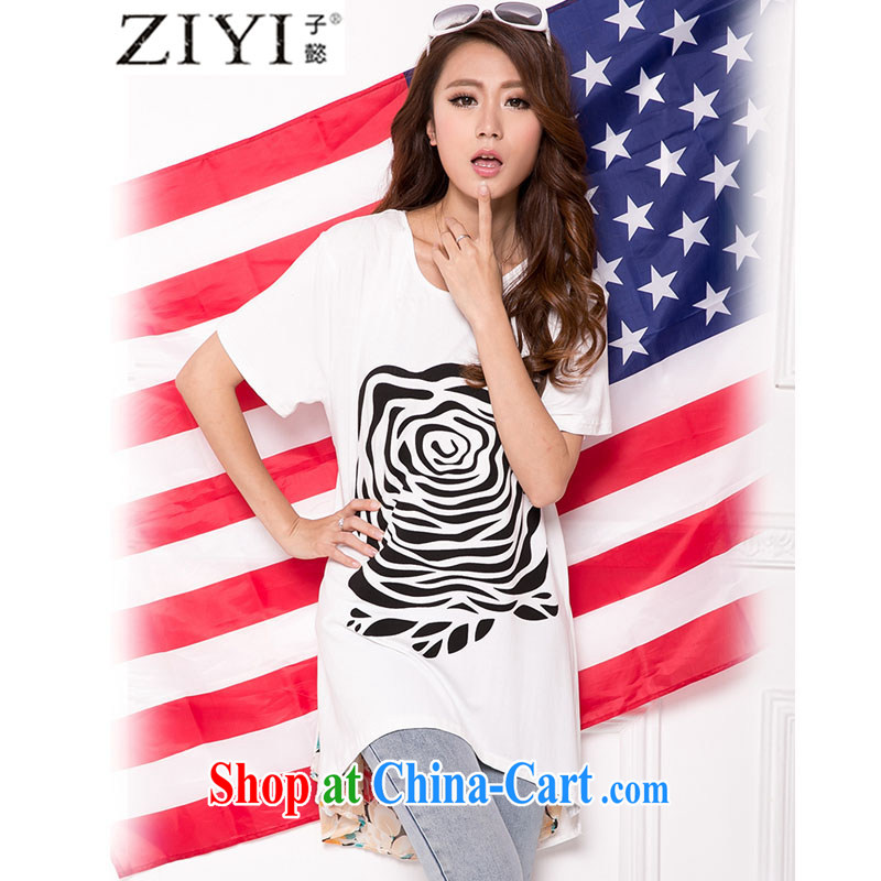 At the summer 2015 new roses pattern snow woven spell pure cotton short-sleeved loose the code female T 10,102 white XL, sub-headquarters, shopping on the Internet