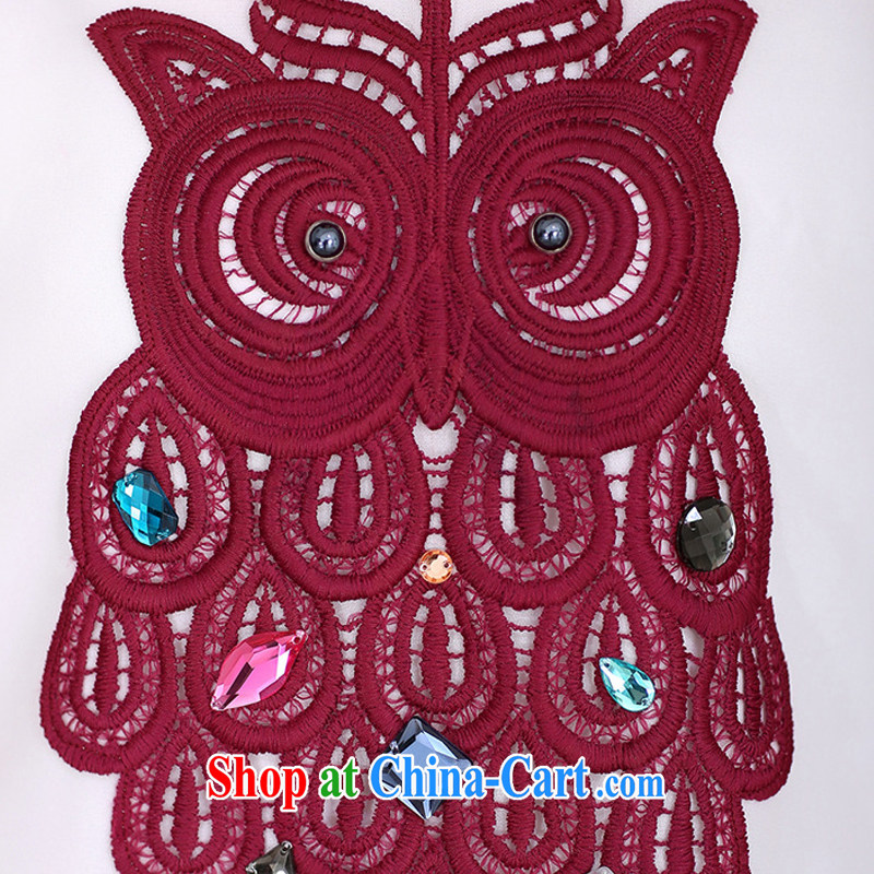 card can be Lin, the Code's 2014 spring and summer new lapel owl wood drill, long, snow-woven shirts 7019 red 4 XL, card stock, Lin (kraftlina), the code women, shopping on the Internet