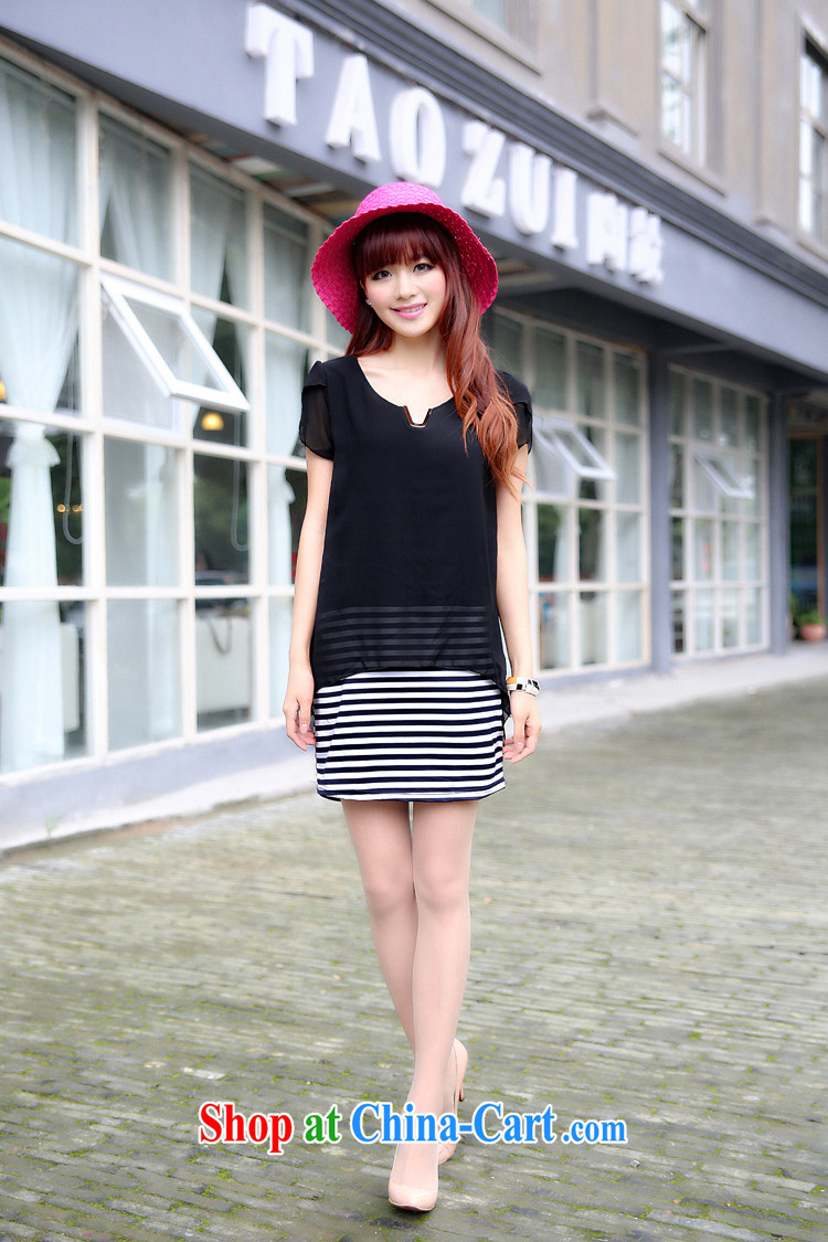 We Dora spring 2015 new female summer King, female thick mm sister summer graphics thin Yi code snow woven skirt short-sleeved dress 9258 black XL pictures, price, brand platters! Elections are good character, the national distribution, so why buy now enjoy more preferential! Health