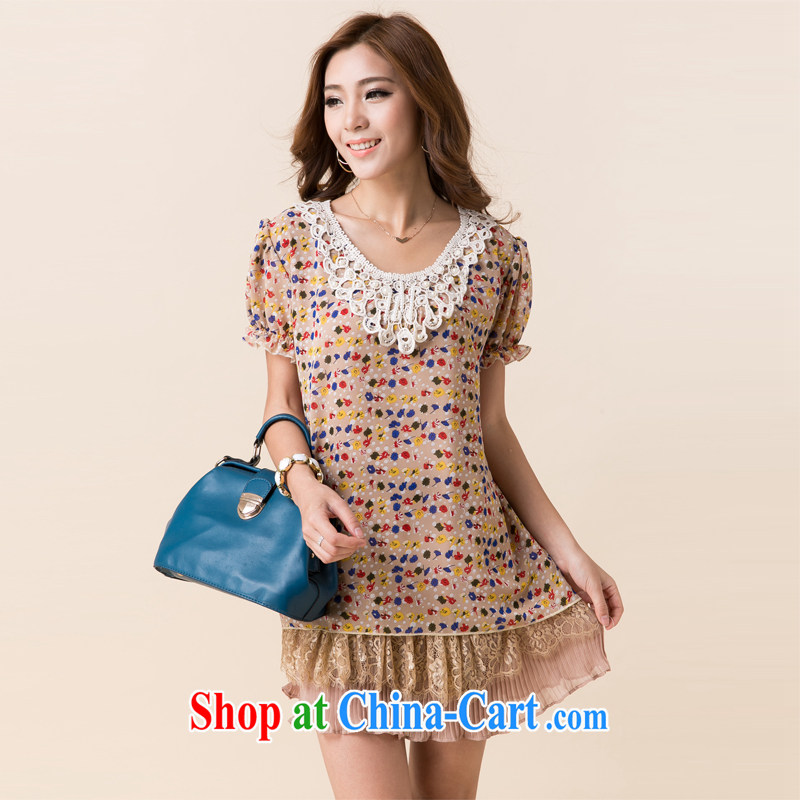 Solabe/the Addis Ababa summer Korean female short-sleeve snow woven shirts female floral loose, long, lace, with T-shirt 1316 chopper suit 3 XL, Addis Ababa (solabe), shopping on the Internet
