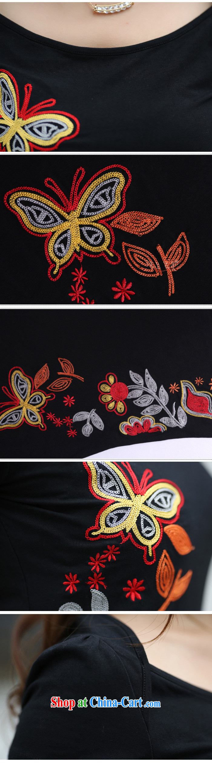 Solabe/the Addis Ababa 2015 mm thick summer Korean fashion ethnic embroidery beauty embroidered short sleeves shirt T 7537 black XL pictures, price, brand platters! Elections are good character, the national distribution, so why buy now enjoy more preferential! Health