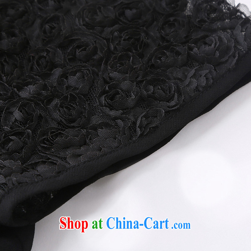 MsShe XL women summer 2015 new thick mm short-sleeve snow woven dresses beauty long skirt 6989 black 6 XL, Susan Carroll, Ms Elsie Leung Chow (MSSHE), online shopping