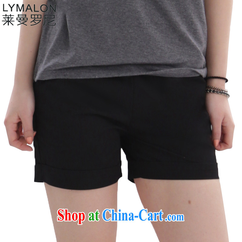 Lehman Ronnie lymalon fat people graphics thin summer 2015 new Korean fashion and ventricular hypertrophy, female candy colored thin shorts K 207 black 4XL