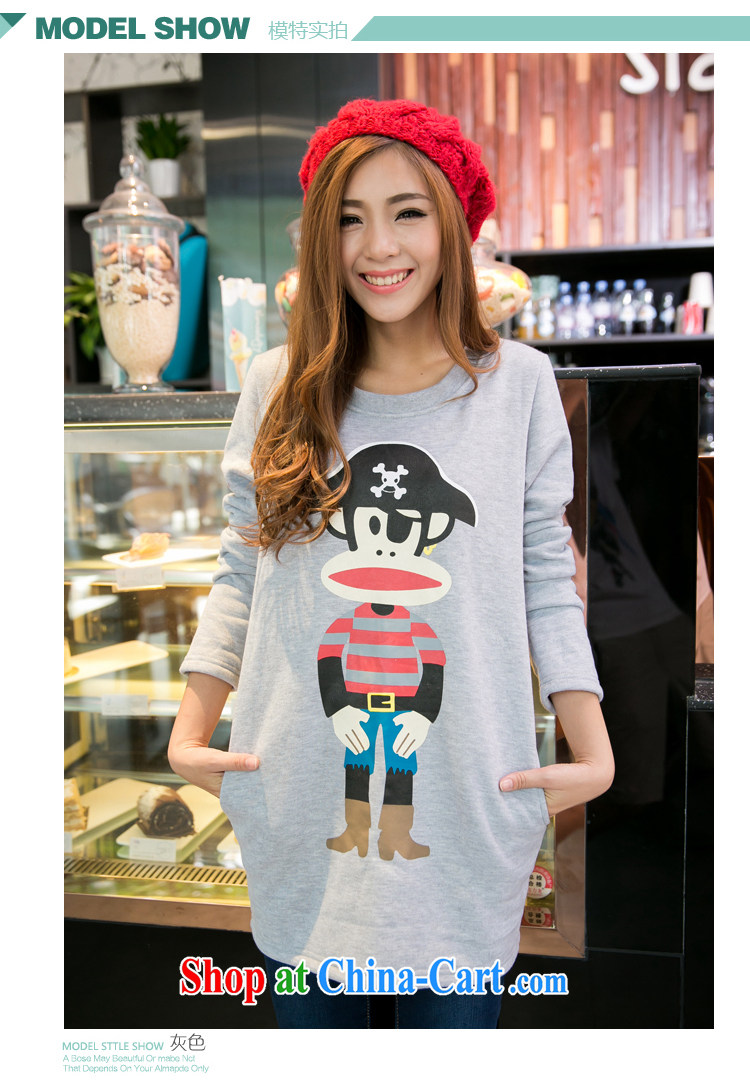 Solabe/the Addis Ababa autumn 2015 new Korean cartoon pirate monkey and ventricular hypertrophy, sweater thick mm round-collar long sweater girl 7567 light gray XXL pictures, price, brand platters! Elections are good character, the national distribution, so why buy now enjoy more preferential! Health