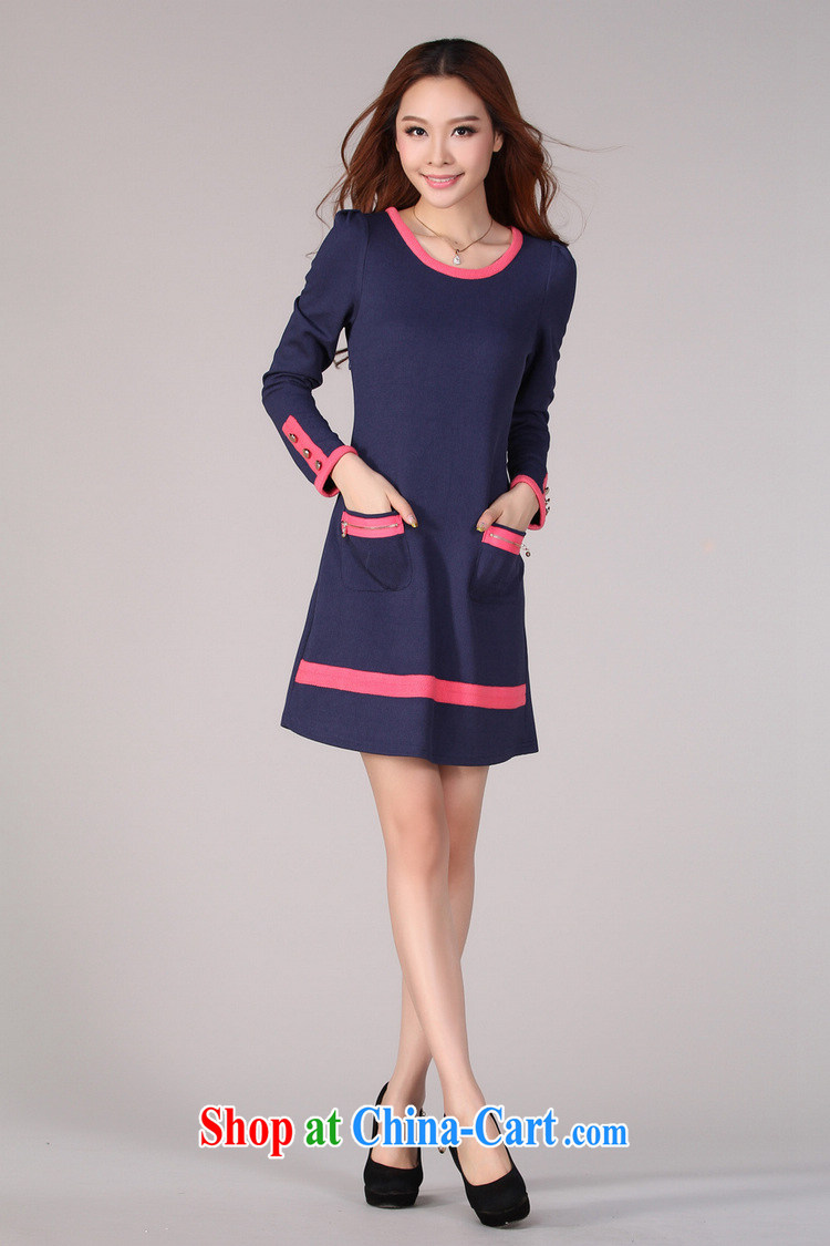 Thin (NOS) larger women mm thick Korean Beauty loose long-sleeved dress skirt solid Y 20,531 blue 4 XL/165 Jack left and right pictures, price, brand platters! Elections are good character, the national distribution, so why buy now enjoy more preferential! Health