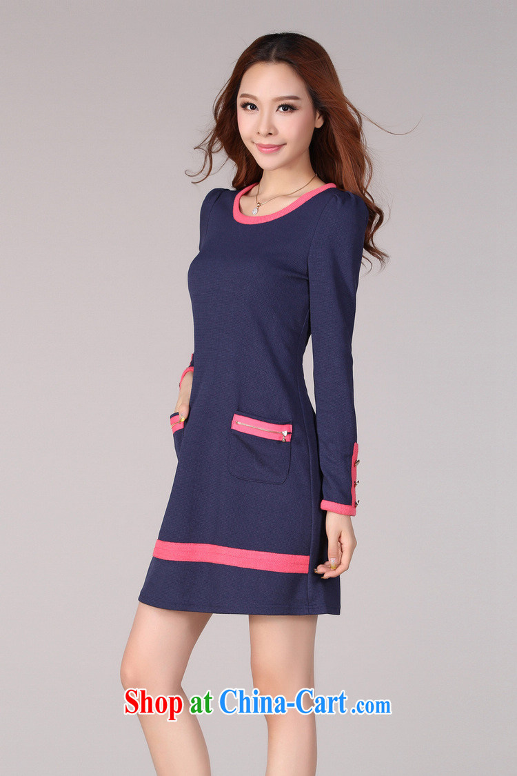 Thin (NOS) larger women mm thick Korean Beauty loose long-sleeved dress skirt solid Y 20,531 blue 4 XL/165 Jack left and right pictures, price, brand platters! Elections are good character, the national distribution, so why buy now enjoy more preferential! Health