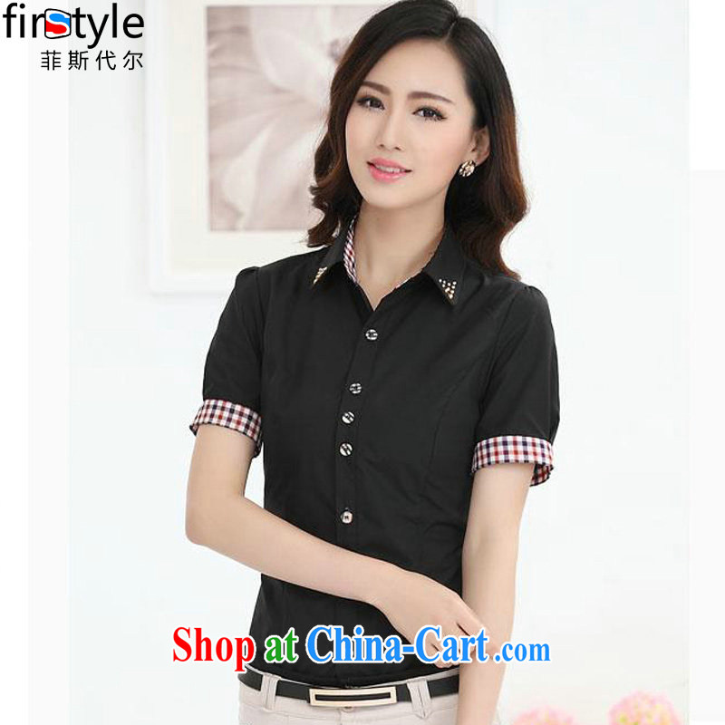 Donald Rumsfeld, the 2015 new Korean summer solid shirt short-sleeved knocked color leisure career cultivating shirt women 1020 short red 4 XL, Donald Rumsfeld, and, shopping on the Internet