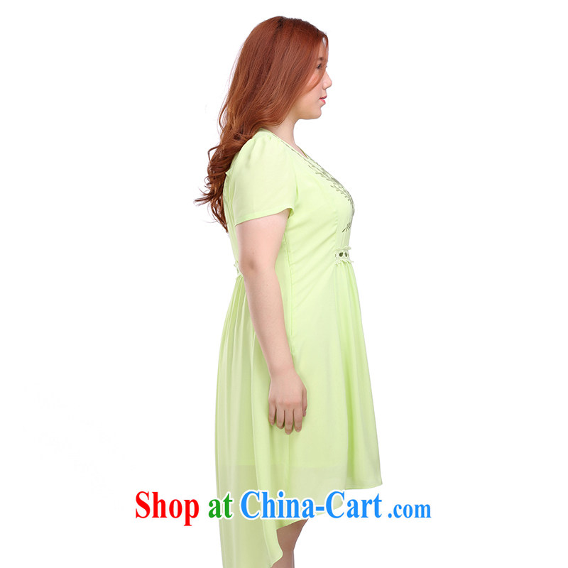 Slim Li Sau-summer new, larger female retro embroidery round-collar beauty lace-up waist Openwork not rules, with snow-woven dresses Q 3962 green XXXXL, slim Li-su, and shopping on the Internet