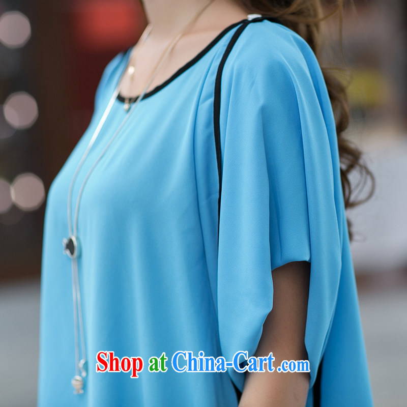 Mephidross economy honey, King, female thick mm summer, new Korean cloak-snow woven relaxed T-shirt 6020 large blue code XXL Mephitic economy honey (MENTIMISI), online shopping