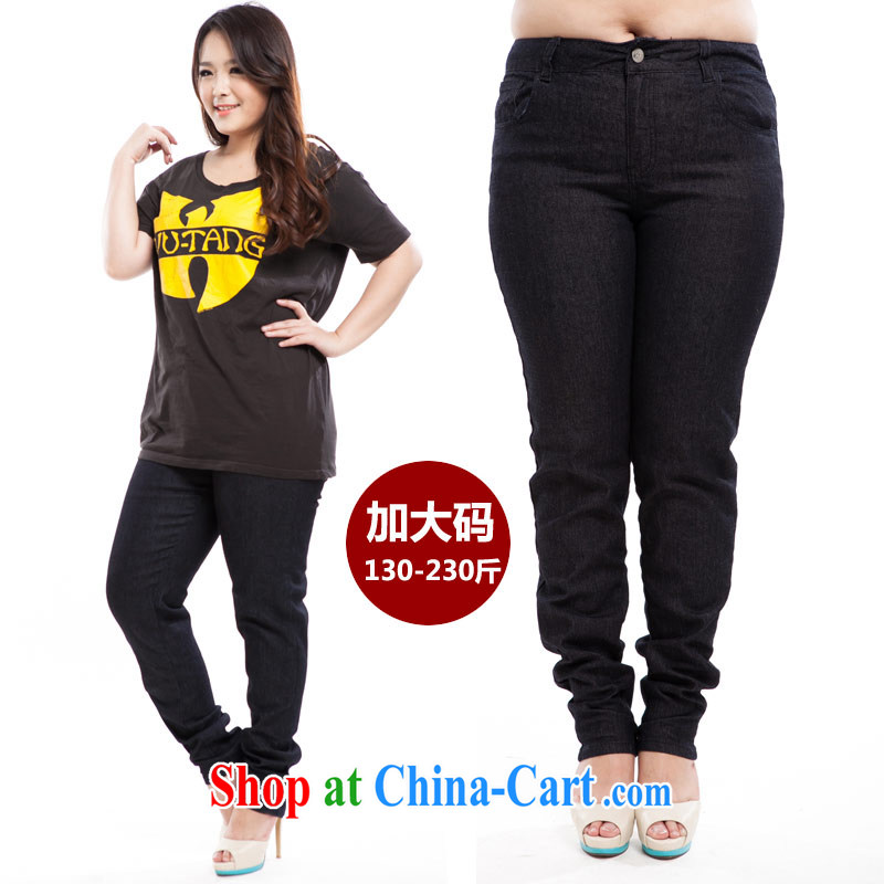 Hi Margaret slavery summer new Korean version XL Girls High-elastic waist jeans beauty castor pants M 56,019 Black - M flag 42 code_240 about Jack