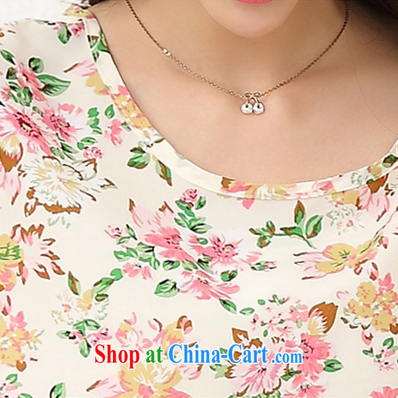 Morning would be the fat increase, women mm thick 2015 summer new Korean sweet stamp snow woven package very casual bat sleeves T-shirt + shorts peach 3XL, morning, and shopping on the Internet