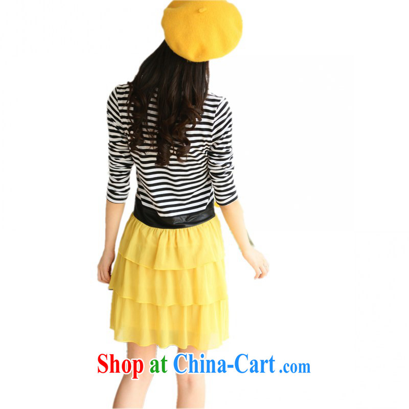 The delivery package as soon as possible by the fertilizer XL Women fall 2014 the stripes stitching snow woven cake skirt long-sleeved large OL casual dress graphics thin short black 3 XL 175 - 185 jack, land is still the garment, shopping on the Internet