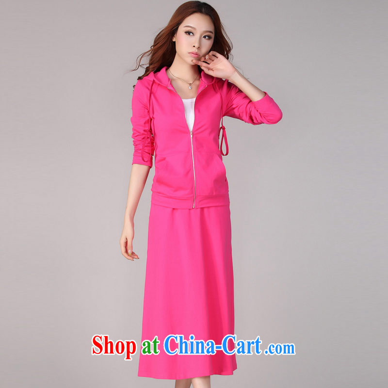 Thin _NOS_XL women really two loose cardigan hoodie long skirt body Sport Kits Y 21,211 red 4 XL_180 about Jack