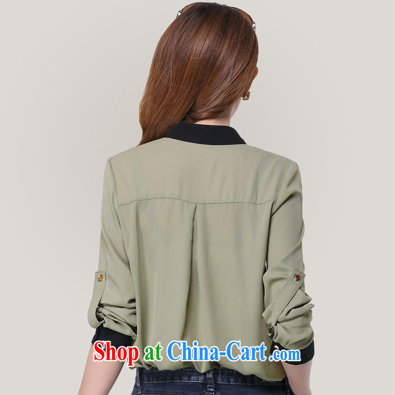King size, female with thick mm spring and summer 2014 new Korean version, for the commute long-sleeved T-shirt loose video thin T-shirt 6201 the large green code 5 XL Mephitic economy Honey (MENTIMISI), online shopping