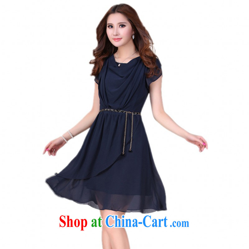 The delivery package as soon as possible by the hypertrophy, female 2014 Summer Snow stylish woven shirts, short-sleeved dresses thick mm elegant OL snow woven skirt light blue with waist chain XL 2 135 - 155 jack, land is still the garment, and shopping on the Internet