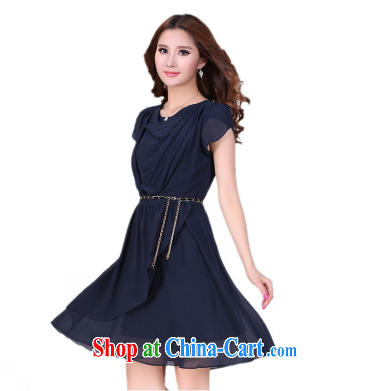 The delivery package as soon as possible by the hypertrophy, female 2014 Summer Snow stylish woven shirts, short-sleeved dresses thick mm elegant OL snow woven skirt light blue with waist chain XL 2 135 - 155 jack, land is still the garment, and shopping on the Internet