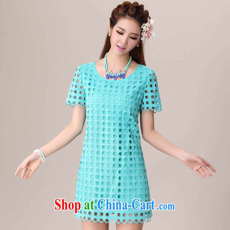 cheer for 2014 XL girls thick MM summer new languages empty dots thick sister graphics thin large short-sleeved dresses the number 2040 blue 4 XL, cross-sectoral provision (qisuo), online shopping
