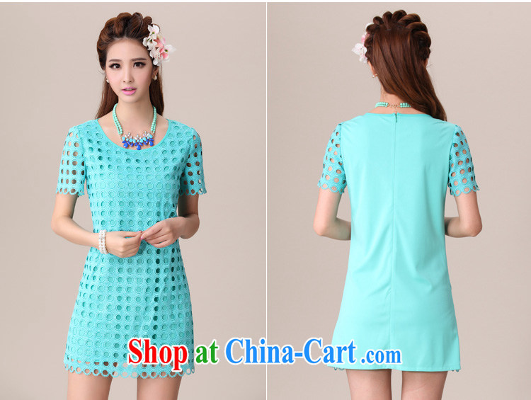 cheer for 2014 XL girls thick MM summer new Openwork dots thick sister graphics thin large short-sleeved dress number 2040 blue 4 XL pictures, price, brand platters! Elections are good character, the national distribution, so why buy now enjoy more preferential! Health