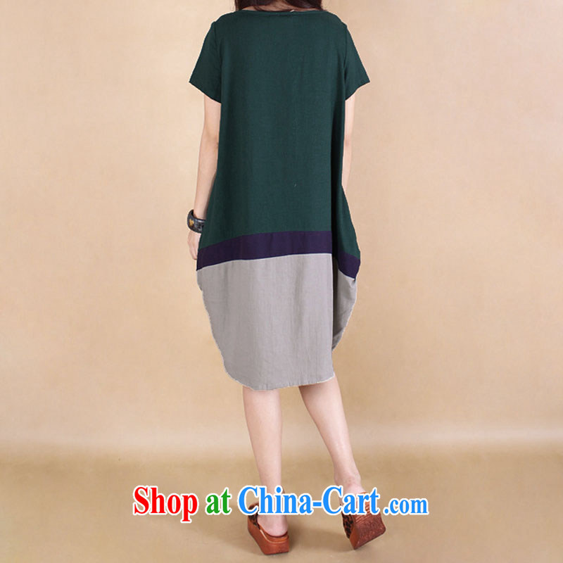 More advanced early 2015 spring and summer New Women New Products New ripstop taffeta overlay dress code the Korean Hit color stitching cotton the maximum code dresses W 022 #dark XL early, advanced (churan), shopping on the Internet