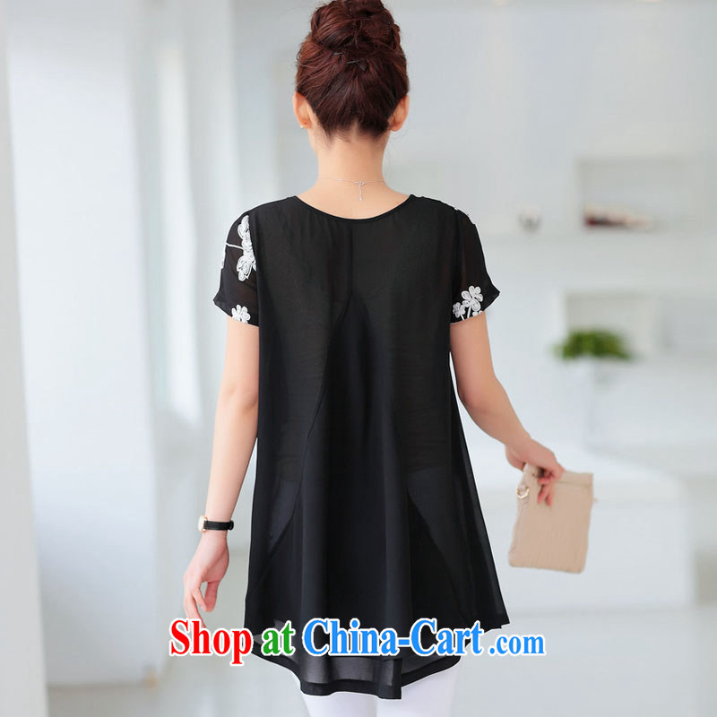 Sit back and relax, the year older women 2015 summer new loose snow woven large code MOM with a short-sleeved shirt yumo 1588 color black XXL, and relaxing, and, shopping on the Internet
