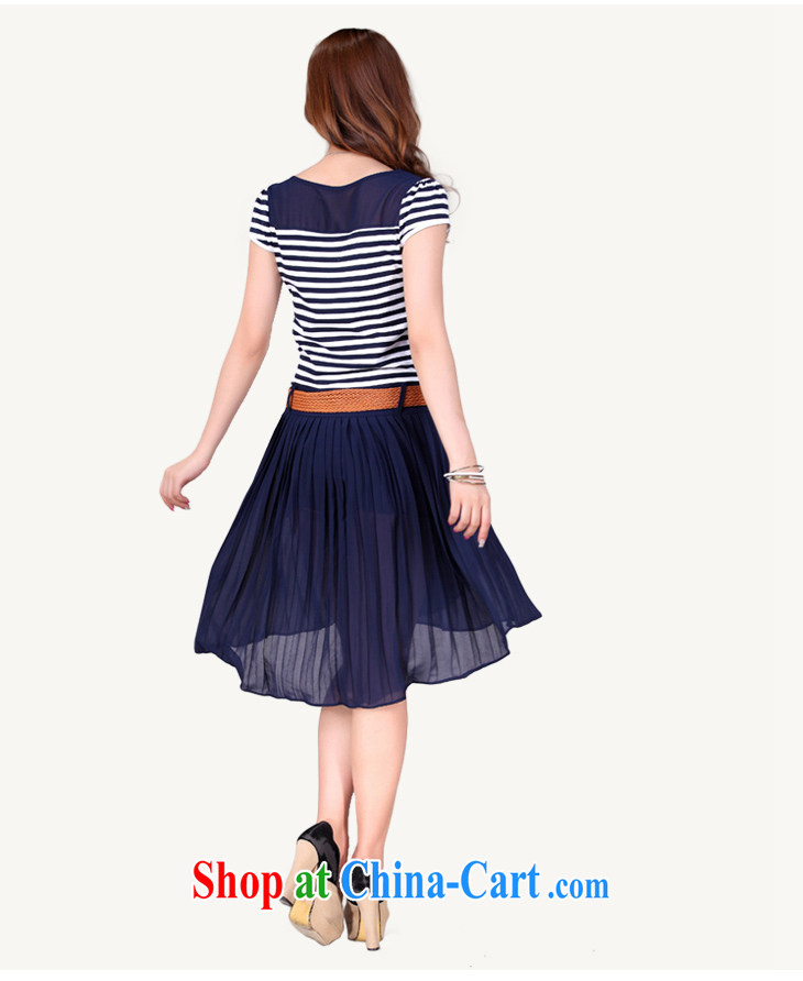 Constitution Yi XL women dresses 2015 new summer the obesity mm knitting stitching snow woven Navy stripes dress thick sister resort in blue skirt XL 2 120 - 140 Jack pictures, price, brand platters! Elections are good character, the national distribution, so why buy now enjoy more preferential! Health