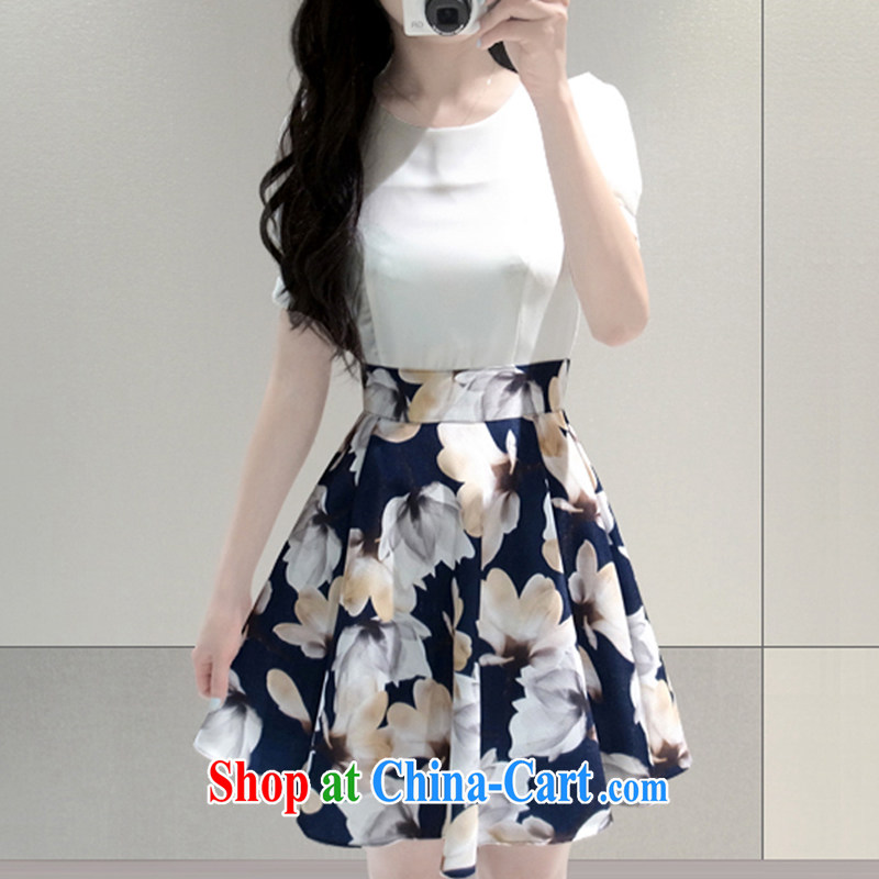 drunk, 2015 summer, the Korean version of the greater code-waist short-sleeved stamp temperament, long, snow-woven dresses girls 533 豆沙 red XXL, drunk (Zuifen), online shopping