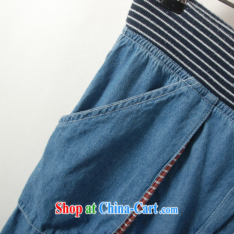 Spring new 2014 larger female pants thick mm large foreign trade, women in Europe and America, the 7 jeans pants blue TwN L (tile measured against pants, talking about the Zhuang (gazizhuang), online shopping