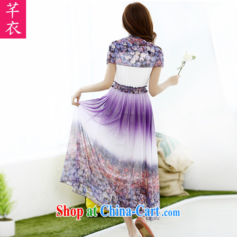Constitution Yi XL women long skirt 2015 summer new bohemian style fade color snow woven stamp long skirt thick sister beach casual dress purple 2 XL constitution, clothing, shopping on the Internet