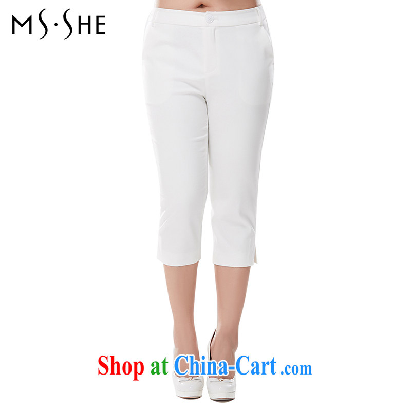The MsShe indeed XL women 2015 summer new thick sister mm video thin leisure 7 pants 6950 m White T 6