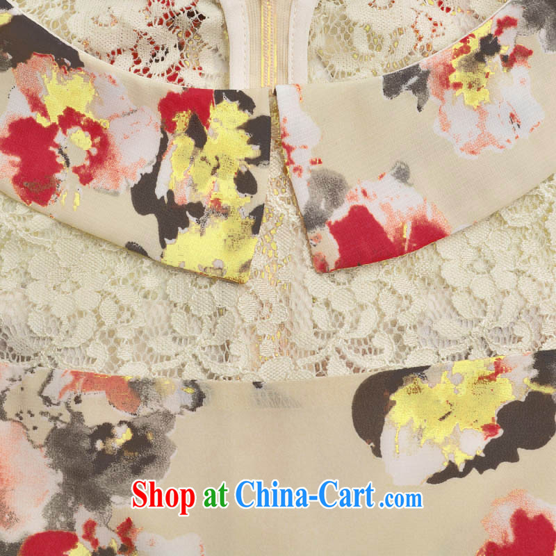 cheer for 2014 XL girls thick MM summer new flowers floral thick sister-in-law Video thin large short-sleeved dresses item no. 2053 apricot 3XL, cross-sectoral provision (qisuo), shopping on the Internet