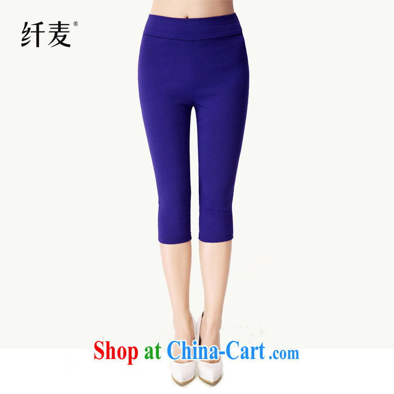 Slim, Mr Big, female 2014 summer new thick mm stylish solid-colored beauty 7 solid pants LW 001 Po blue XL