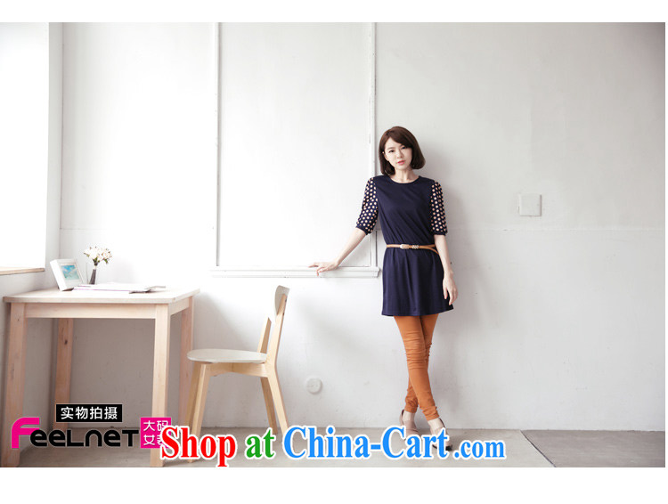 The feelnet code Korean video Thin women with large code skirt 7 cuff skirt the big code dresses 2101 dark blue large code 5 XL pictures, price, brand platters! Elections are good character, the national distribution, so why buy now enjoy more preferential! Health