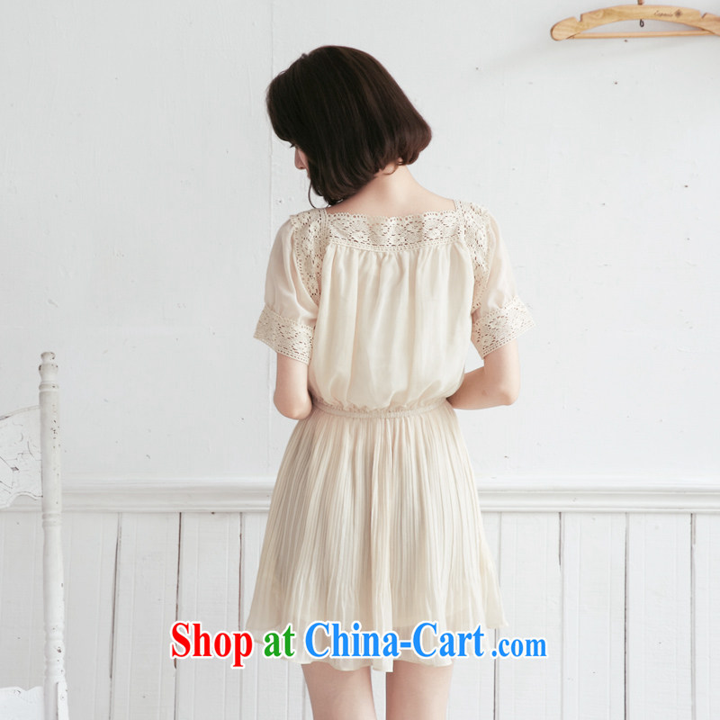 The feelnet Code women's clothing 2015 the code summer new short-sleeved lace XL snow woven dresses 2102 apricot color the code 6 XL, FeelNET, shopping on the Internet