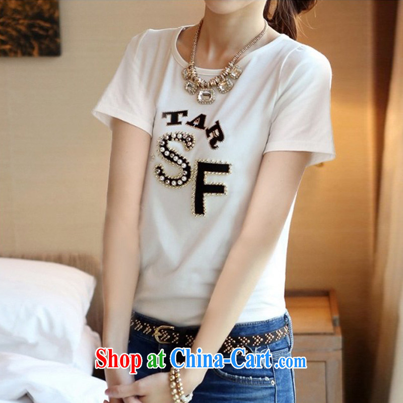 Electoral support the health beauty nickname, 2014 spring and summer new female Korean Beauty round-collar short-sleeve, T-shirt white half sleeve t 桖 girls cotton Y 562 white XXL, colorful nicknames, and shopping on the Internet