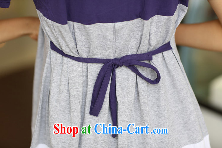 Arthur magic Yi 2015 summer new, larger female Korean Hit color stitching round-collar short-sleeve loose video thin dresses summer purple are code pictures, price, brand platters! Elections are good character, the national distribution, so why buy now enjoy more preferential! Health