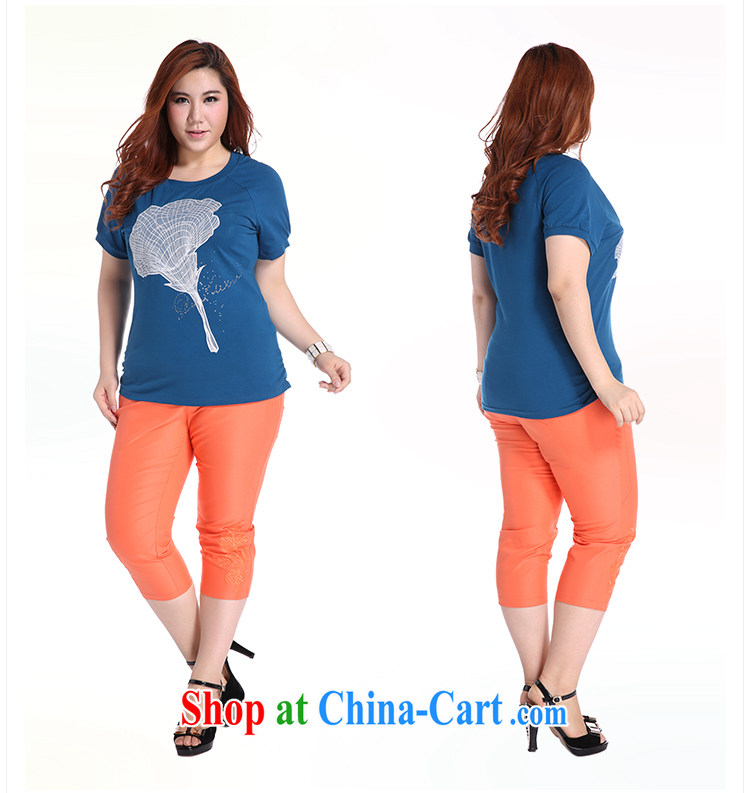 Slim LI Sau 2014 summer new, larger female round-collar stretch cultivating soft horn flower-embroidered-shoulder cuff T pension Q 3701 blue XL pictures, price, brand platters! Elections are good character, the national distribution, so why buy now enjoy more preferential! Health