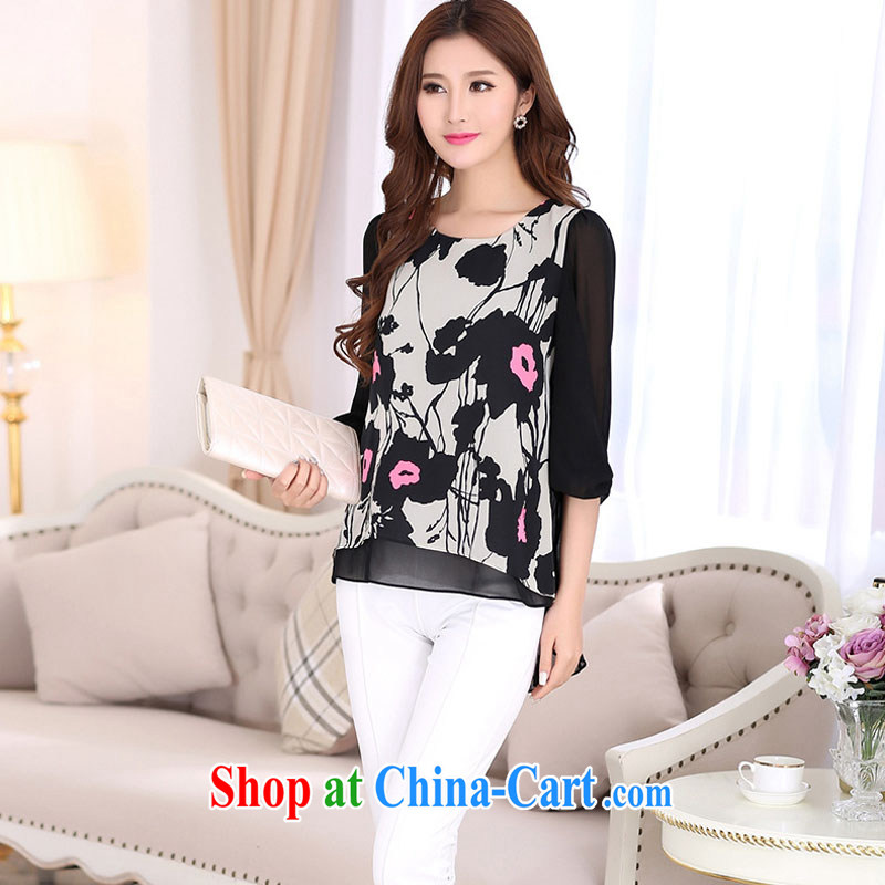 According to soon Julia summer 2015 new t-shirt Han version of the greater code female stamp snow woven shirts SY 7016 black XXXXL soon, according to Julia (YUNYIYA), online shopping