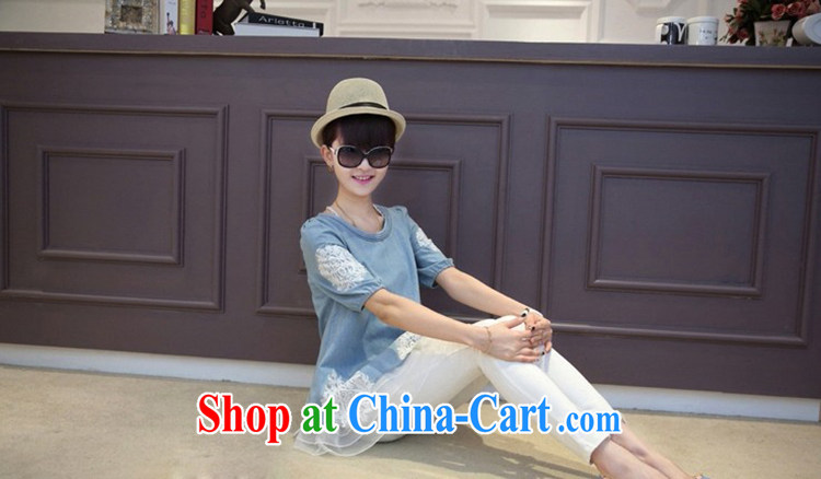 The beam summer 2014, wood drilling lace leave of two short-sleeved large, denim dress 151 blue denim XL pictures, price, brand platters! Elections are good character, the national distribution, so why buy now enjoy more preferential! Health