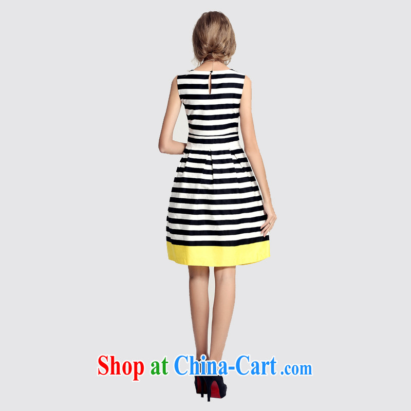 2014 Tomnrabbit new, Mr Ronald ARCULLI, the female graphics thin dresses sleeveless striped beauty large skirt white XL, Tomnrabbit, shopping on the Internet